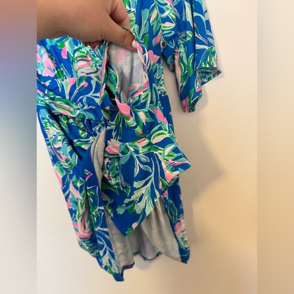 Lilly Pulitzer Parigi Floral Skort Romper Blue Fancy Fins Small Stretch EUC - Picture 7 of 9